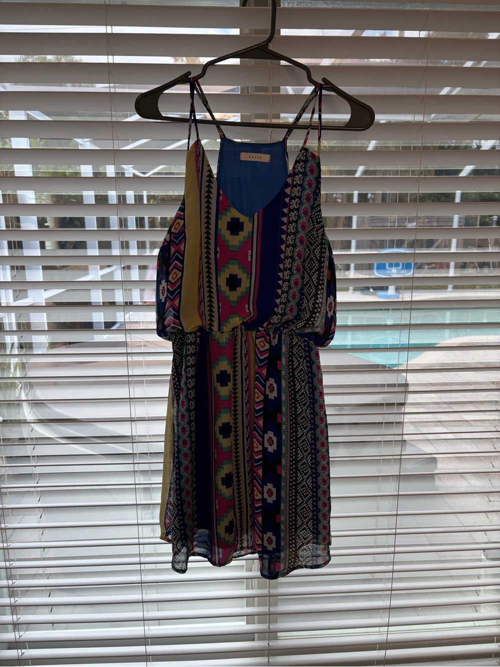 entro Multicolor Strappy Midi Dress - Blue, Pink, Yellow